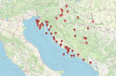 ZEMLJOVID NADE CRKVE U HRVATA  Tijela svetih mučenika časte se diljem Hrvatske, Bosne i Hercegovine i Boke kotorske